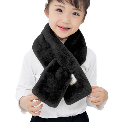

Children Scarf Boys Girls Winter Thicken Plush Faux Rabbit Fur Scarf Solid Color Neck Warmer