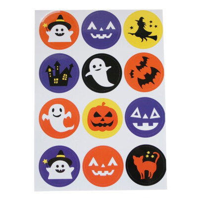 

10PCS Halloween Theme Sticker Candy Bag Bottle Cookie Box Decoration DIY Gift Sticker 12 Stickers Pieces