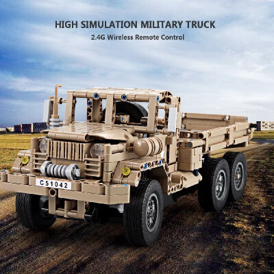 

Cada DOUBLE E 545PCS 24G RC Military Truck Building Blocks Bricks Technic Car Children DIY Assemble RC Toy for Kids Gift