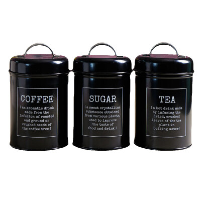 

3PcsSet Spice Jar Sugar Coffee Tea Canister Food Storage Home Kitchen Accessory