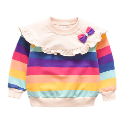 

Autumn Kids Baby Girl Striped Sweatshirts With Bowknot Casual Toddler Blouse Long Sleeve Outerwear