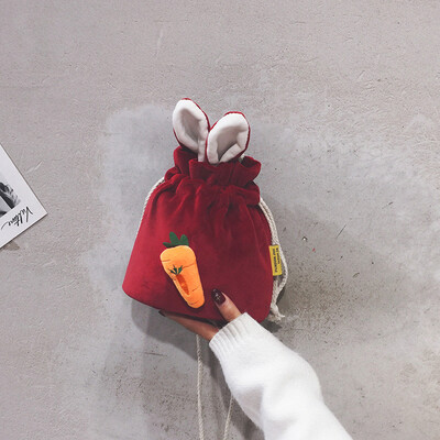 

Tailored Women Fashion Plush Rabbit Radish Coin Purse Shoulder Messenger Casual Bags