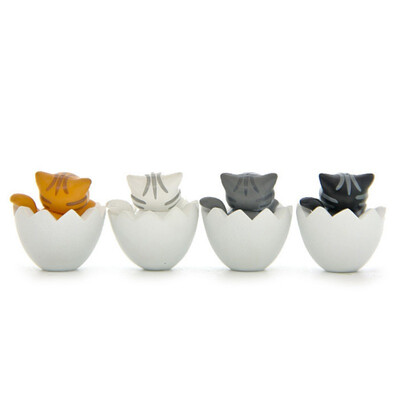 

1PcSet Cat in the Eggshell Miniature Ornaments Horticultural Landscaping Cute Doll Model Toy for Children Home Desktop Garden