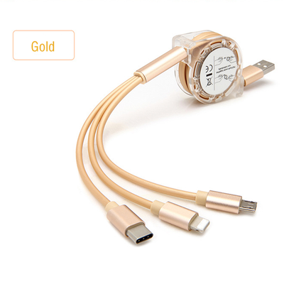

3 in 1 Retractable Cable Micro USB Type C 8 Pin Lighting Multi Charging Cable Mobile Phone Data Cable for iPhone Sumsung