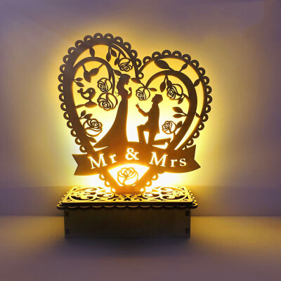 

Vintage Style Heart-Shape DIY Wooden Sign With LED Night Light Table Light For Wedding Valentines Day Party Ornament Decoration