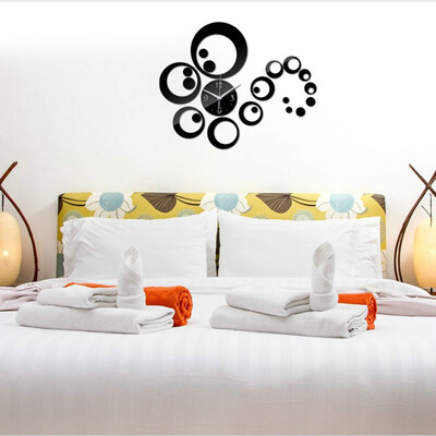 

3D Modern Circles Mirror Wall Clock Watches Wall Stickers Mirror Wall Clock Home Decor