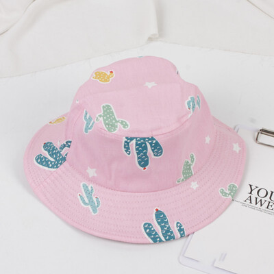 

New Autumn Baby Boys Girls Toddler Cartoon Cactus Print Bucket Hats Caps Reversible Sun Headwear