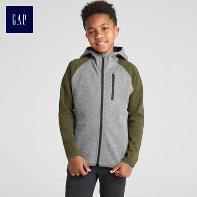 

GAP flagship store boy GapFit series raglan long sleeve hooded sweatshirt 366132 smoke gray L