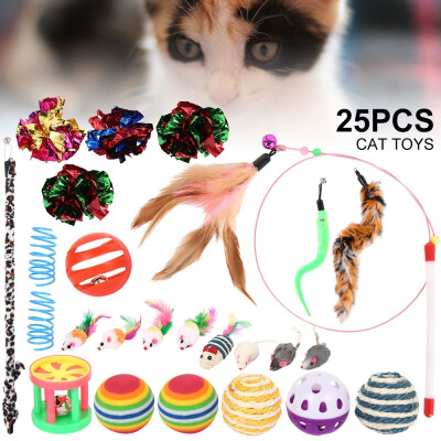 

25pcsset New Style Pet Cat Toy Suit Cat Toy Cat Sticks Rat Toy Overvalue Combination