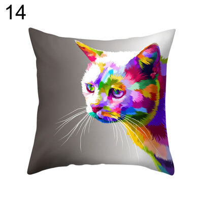 

Colorful Cat Lion Giraffe Owl Pillow Case Cushion Cover Sofa Bed Car Cafe Decor