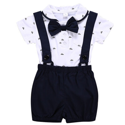 

Baby Boy Clothing Set 2019 New Summer Infant Boys Clothes Tie ShirtsOveralls 2PCS Outfit Sets Bebes Gentlemen Suit