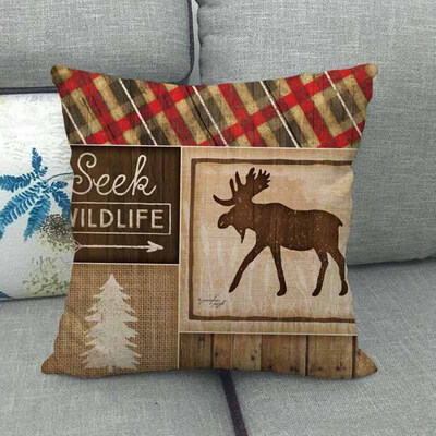 

New Christmas Decoration Pillowcase Plaid Animal Santa Claus Elk Bear Cotton Linen Pillow Cover Xmas Holiday Sofa Home Decor