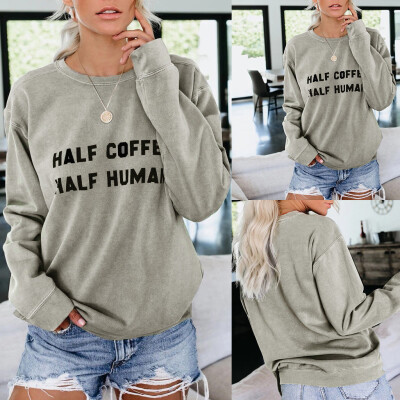 

Tailored Womens Autumn Solid Color Long sleeve O Neck Letter Printing Casual Sweatshirt