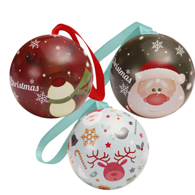 

Toponeto Tinplate Round Ball Boxes Galaxy Reindeer Santa Tree Hanging Decorations Party