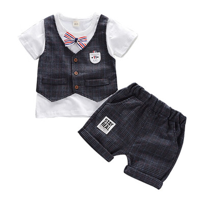 

Summer Children Clothing Baby Boys Vest Three-Piece Children Short-Sleeved Vest Shorts Clothing Set Fashion Newborn Clot