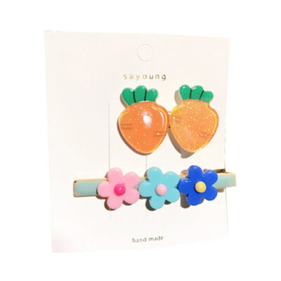 

2PcsSet Fashion Hair Clips for Women Hair Barrette Hairpins Flower Fruit Design Barrettes Hair Styling Accessories Nice Gifts
