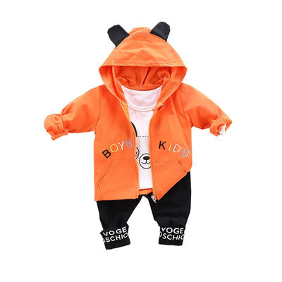 

Autumn Baby Boy Clothes 3pcs Long Sleeve Animal Print T-shirtHoodie Letters SweatshirtTrousers Casual Outfits