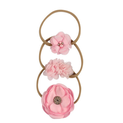 

3pcsSet New Fashion Childrens Hair Ring Hair Accessories Set Chiffon Flower Baby Girls Hairband Headwear