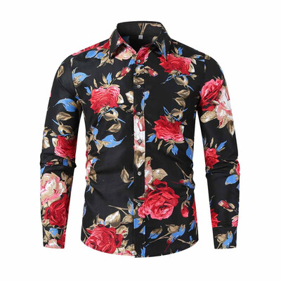 

Tailored Mens Autumn Winter Casual Slim Printed Long Sleeve Shirts Top Beach Blouse