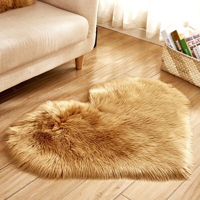 

Gobestart Wool Imitation Sheepskin Rugs Faux Fur Non Slip Bedroom Shaggy Carpet Mats