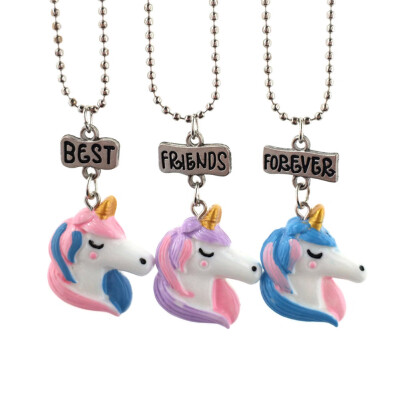 

Food Resin Painted in Three Sizes Ice Cream Unicorn Best Friends Necklace Pendant Jewellery for Children of Good Friends