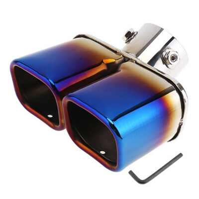 

25 Auto Dual Exhaust Tip Square Tail Pipe Muffler Stainless Steel Baked Blue