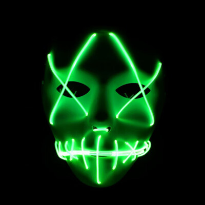 

Halloween Luminous Full Face Covered Mask Glowing Voice Control Cosplay Party Mask