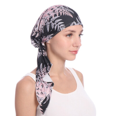 

Women Print Turban Hijab Cap Stretchy Chemo Hats For Hair Loss Head Scarf