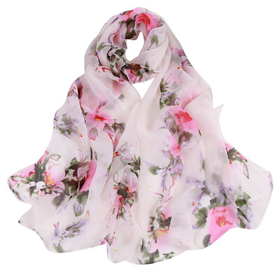 

Gobestart Fashion Women Peach Blossom Printing Long Soft Wrap Scarf Ladies Shawl Scarves