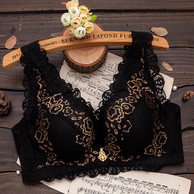 

Women Hot Solid Color Lace Embroidery Wide Shoulder Strap bra Large size Push up Bras Plus Size