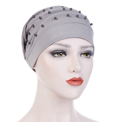 

Muslim Women Beads Elastic Turban Beanie Hat Cancer Chemo Cap Hijab Head Wrap India Hat