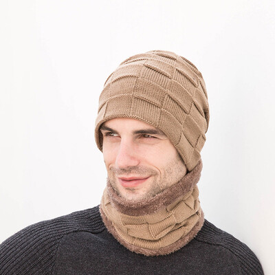

Fashion Winter Women And Men Warm Cap Scarves Set Comfortable Plush Knitting Hat Scarf Simple Pure Color Clothing Accessories