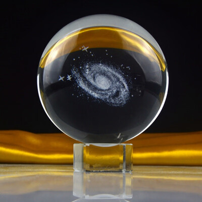 

6cm Engraved Galaxies Of The Milky Way Crystal Ball With Silver Base Home Decoration Crafts