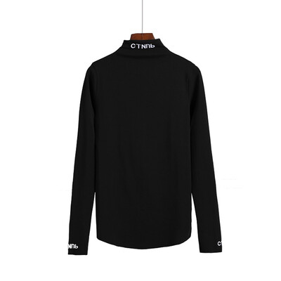 

Autumn Slim Long-sleeved T-shirt Ladies Thin Bottoming Tee Fashion Novel Letter Embroidery Clothes Top