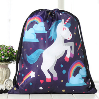 

Personalised Any Name Unicorn Girl Back To Drawstring Bag School Kids Polyester