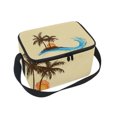 

Lunch Box Insulated Lunch Bag Large Cooler Sunner Coconut Tree Tote Bagfor Kids Men Women