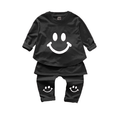 

fashion Baby girls Clothes Warm Smile Print T-shirt Blouse Trousers Pants Autumn kid Baby Girls Set