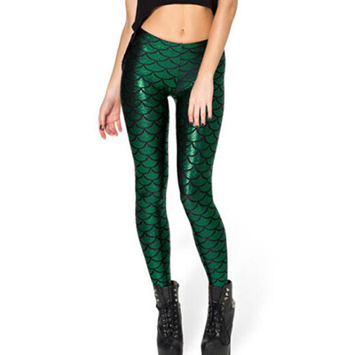 

Women Mermaid Leggings Glitter Printed Legging Sexy Silm Fit Legings High Waist Elastic Women Pants