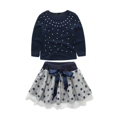 

Baby Clothes Fashion Baby Girls Clothes Long Sleeve Cotton Dot Print Blouse Bowknot Short Skirts Casual Outfits Set Baby Clothes