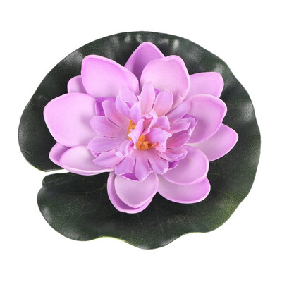 

5PCS Artificial Lotus Water Lily Floating Flowers with Leaves for Home Garden Pond Aquarium Wedding Holiday Party Garden Decor