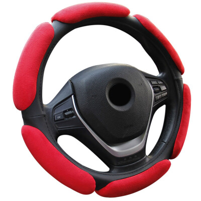 

38CM Car Anti-Skid Flocking Cloth Black Steering Wheel Covers Protector Braiding