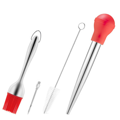 

Kitchen Turkey Set Four Sets Of Turkey Seasoning Needle Needle Straw Cleaning Brush Oil Brush
