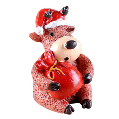 

Gobestart Resin Miniature Christmas Animals DIY Craft Accessory Home Garden Decoration