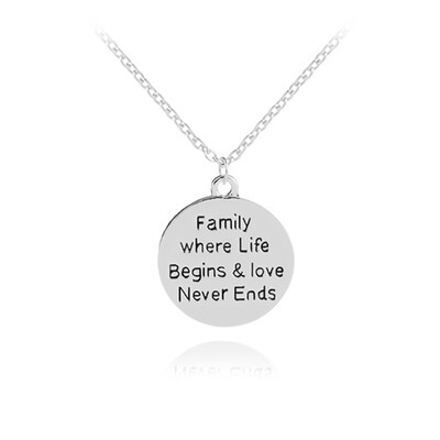 

New Family Necklace Family Where Life Begins Love Never Ends Letter Pendant Best Gifts For Family Novelty