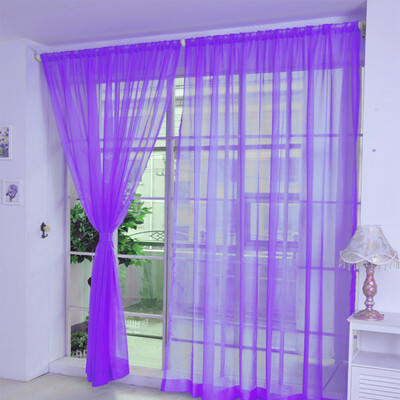 

Siaonvr 1 PCS Pure Color Tulle Door Window Curtain Drape Panel Sheer Scarf Valances