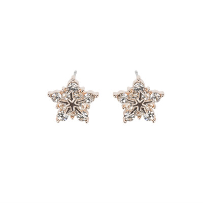 

Fashionable Inlaid Zircon Copper-plated Earrings Small Cute Star Earrings