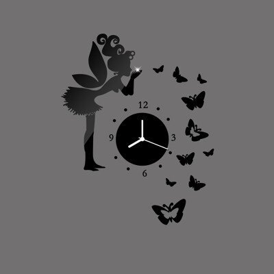 

The Best Price For Modern Butterfly Fairy Clock DIY 3D Art Mirror Wall Sticker Kids Room Home Decor