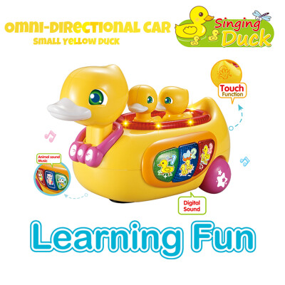 

Small Yellow Duck Omni-Directional Car w Music Light Animal Sounds Educational Toy Christmas Gift for Kids