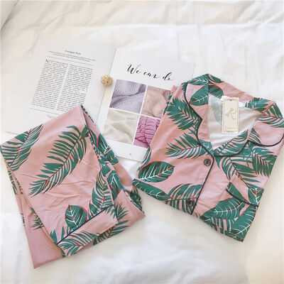 

2 PC Women Sleepwear Nightgown Set Ladies Pajamas Female Japanese Cartoon Turn-down Neck Plus Size Women Sleepwear Wholesale W1