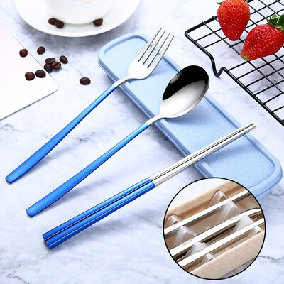 

304 Stainless Steel Tableware Set Portable Simple Cutlery Set For Student Chopsticks Spoon Fork